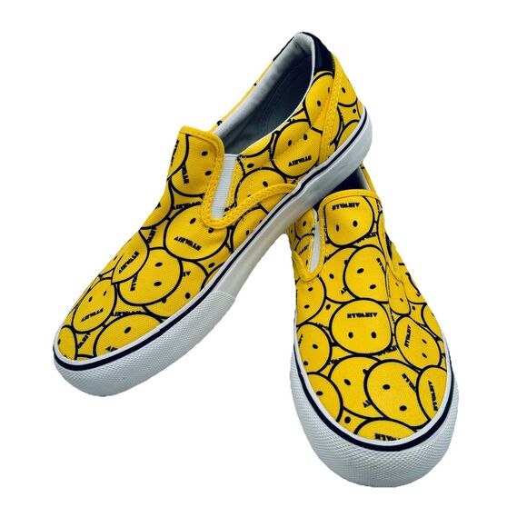 Airwalk Shoes Sneakers Yellow with Multi Smile Smiley Face Graphics Women's 8.5 - Picture 1 of 9